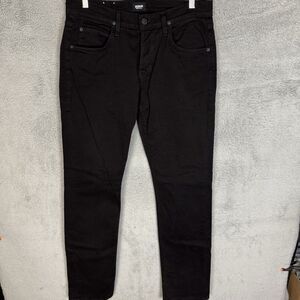 S Hudson Jeans Mens 32x34 Black Denim Byron Straight Button Fly Cotton Stretch